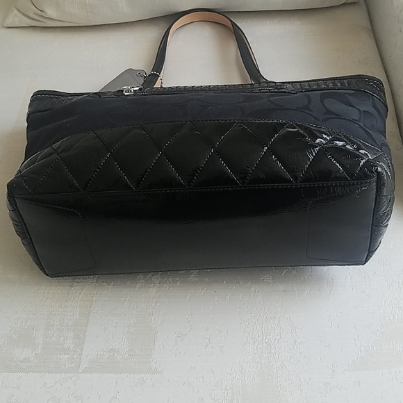 Coach black signature and leather satchel bag - Picture 3 of 6